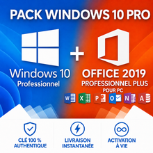Charger l'image dans la galerie, Pack Windows 10 Pro + Office 2019 Professionnel Plus | 1 PC | Clés d'Activation à vie, et en ligne