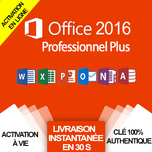 Office 2016 Professionnel Plus | Clé d'Activation à vie, et en ligne |  1 PC