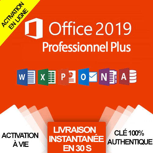 Office 2019 Professional Plus  |  Clé d'Activation à vie, et en ligne |  1 PC