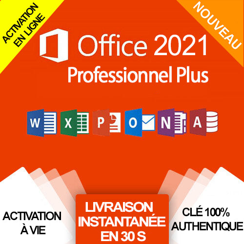 Office 2021 Professionnel Plus | Clé d'Activation à vie, et en ligne |  1 PC