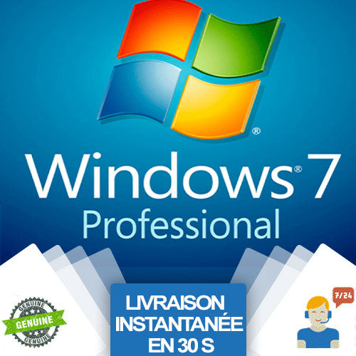 Windows 7 Professionnel | Clé d'Activation à vie, et en ligne |  1 PC
