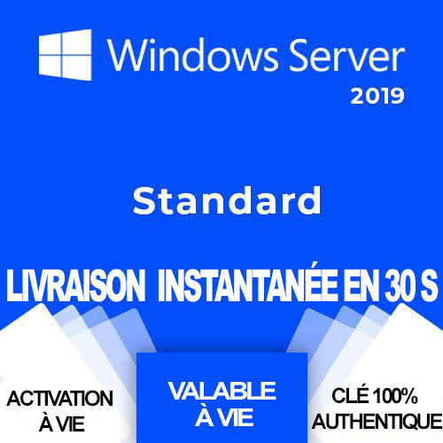 Windows Server 2019 Standard | Clé d'Activation à vie, et en ligne |  1 PC
