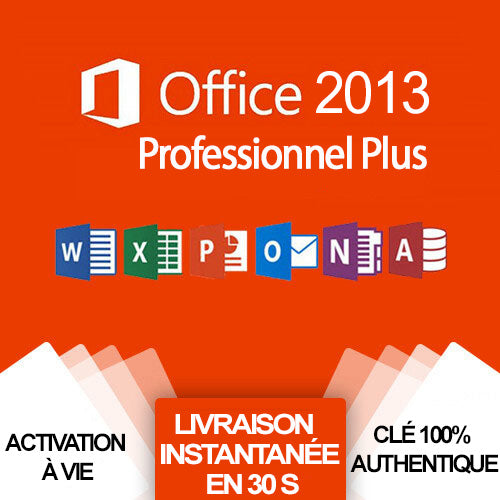 Microsoft Office 2013 Professional Plus  |  Clé d'Activation à vie, et en ligne |  1 PC