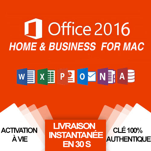 Microsoft Office 2016 Home & Business pour Mac, Activation en ligne et à vie | 1 MAC