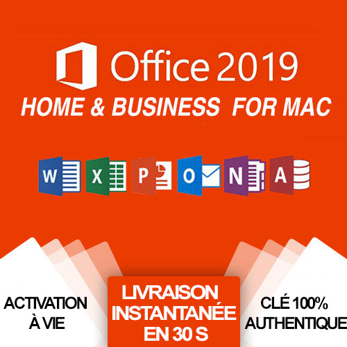 Microsoft Office 2019 Home & Business pour Mac, Activation en ligne et à vie | 1 MAC