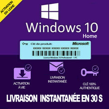 Load image into Gallery viewer, Windows 10 Famille | Clé d&#39;Activation à vie, et en ligne |  1 PC
