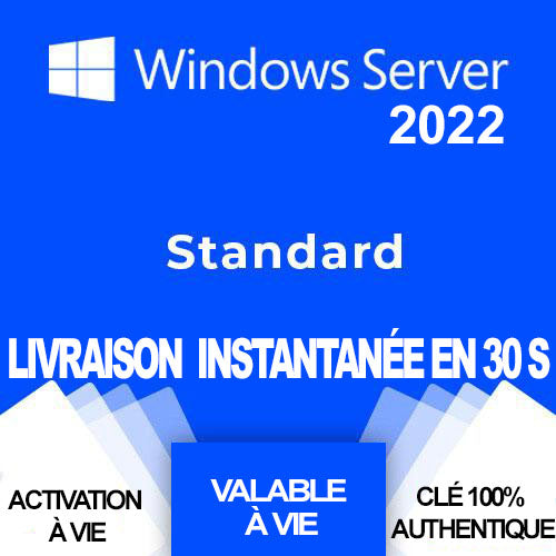Windows Server 2022 Standard | Clé d'Activation à vie, et en ligne |  1 PC